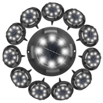 Fohil 12 Pack Solar Ground Lights Outdoor,12 LEDs Solar Disk Lights Waterproof Ground Lights for Pathway Lawn Yard Walkway Garden Decor