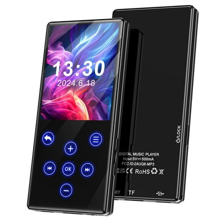 Fohil 128GB MP3 Player with Bluetooth 5.0, 2.4" Screen Digital Music Player Built-in HD Speaker