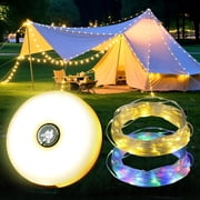 Fohil 32.8FT Camping String Lights,Rechargeable Hanging Waterproof LED String Lights for Outdoor Patio Awning