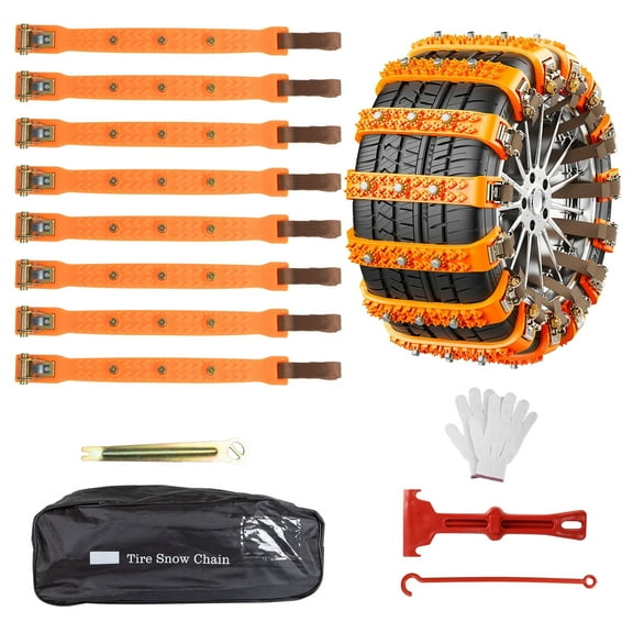 Fohil 8 Pack Snow Chains Tire Chains Anti-skid Car Chains Universal Tire Chains for Car Pickup Trucks SUV