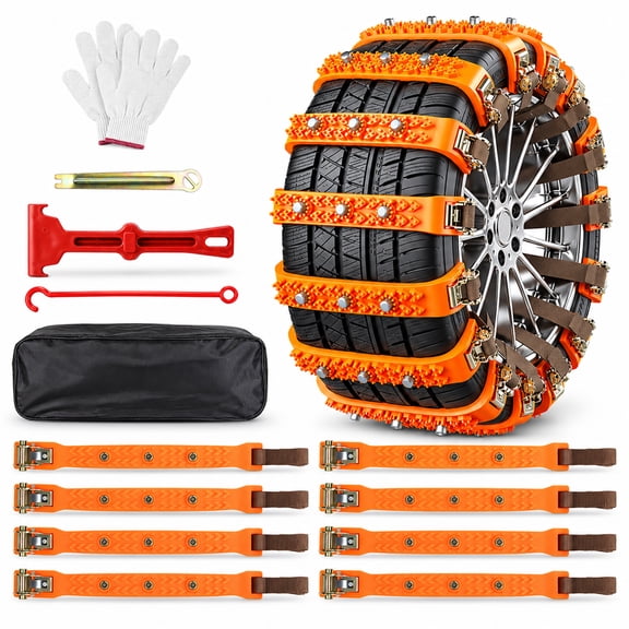 Fohil 8 Pack Snow Chains Tire Chains Anti-skid Car Chains Universal Tire Chains for Car Pickup Trucks SUV