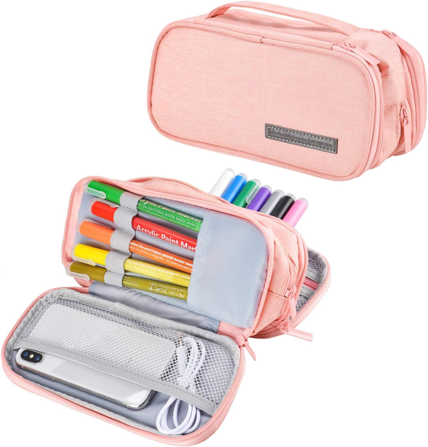 Fohil Large Capacity Pencil Case, Handheld Pen Pencil Pouch for Middle High Office Clerks Adult