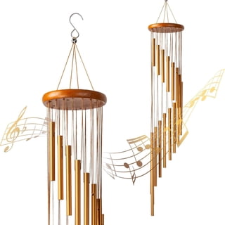 Fohil Wind Chimes,36" Large Memorial Wind Chimes Outdoor with 18 Aluminum Alloy Tubes and Hook, Best Gift for Christmas,Mom, Patio,Garden,Balcony Decor (Gold)
