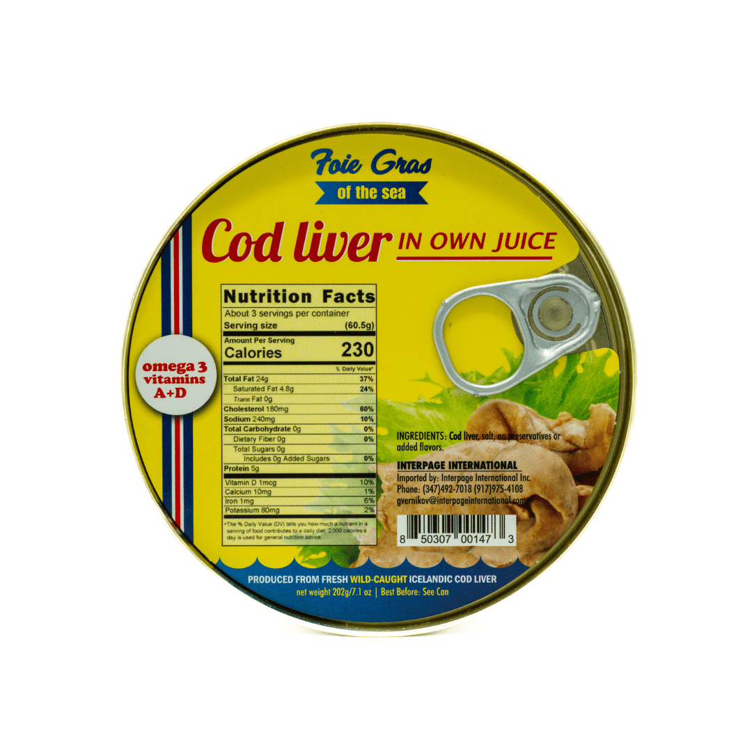 Foie Gras of the Sea Icelandic Cod Liver In Own Oil, 7.1 oz