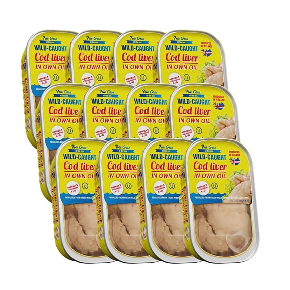 Foie Gras of the Sea Icelandic Cod Liver in Own Oil 121g/4.3 oz (pack of 12)