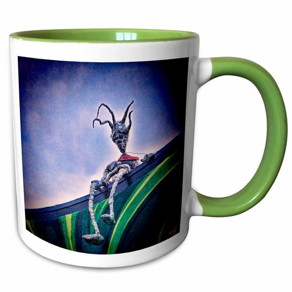 3drose, Foil Alien Rooftop Blue, 15oz Two-tone Green Mug