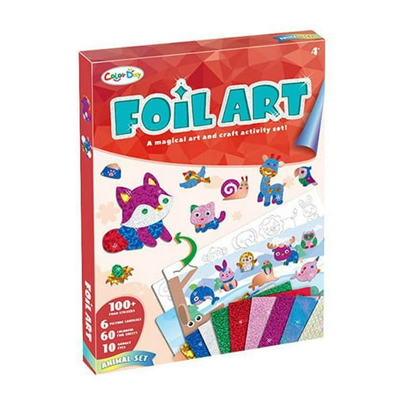 Foil Art Kit for Kids,Arts Crafts Fun Mess Free Activity, Craft Kits & Supplies, DIY Creative Activity, Travel Toys, Creative Birthday Easter Basket Stuffers Gifts Toys for Ages 4, 5, 6, 7, 8, 9