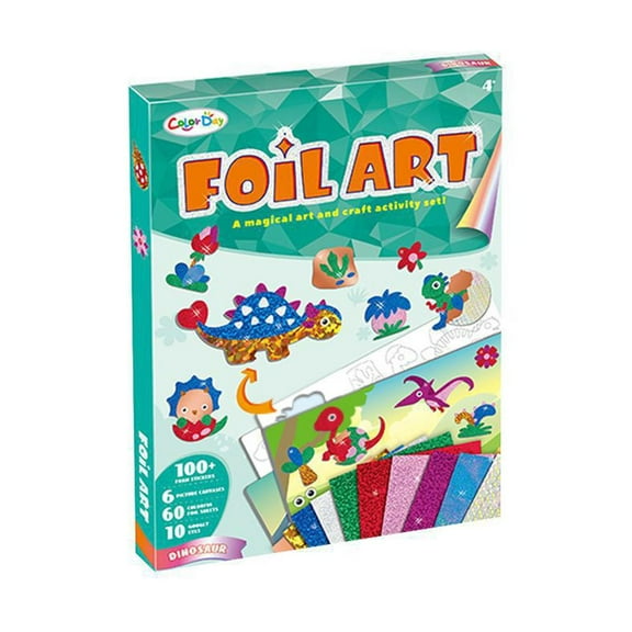 Foil Art Kit for Kids,Arts Crafts Fun Mess Free Activity, Craft Kits & Supplies, DIY Creative Activity, Travel Toys, Creative Birthday Easter Basket Stuffers Gifts Toys for Ages 4, 5, 6, 7, 8, 9