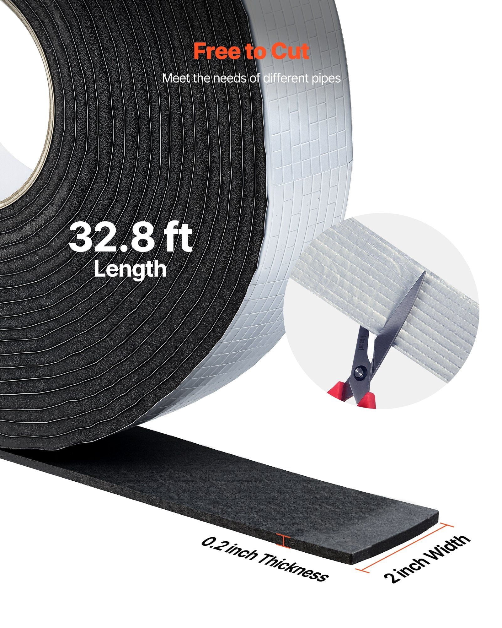 Foil-Backed Pipe Wrap Insulation, 32.8 Feet x 2 Inches, Easy Peel-and ...
