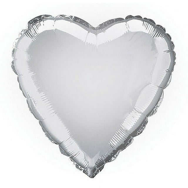 Foil Balloon, Heart, 18 in, Silver, 1ct