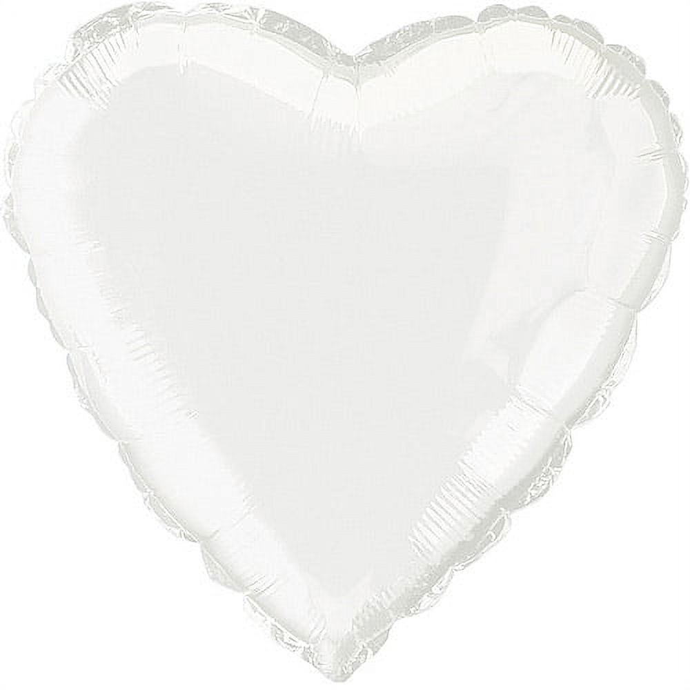 Foil Balloon, Heart, 18 in, White, 1ct