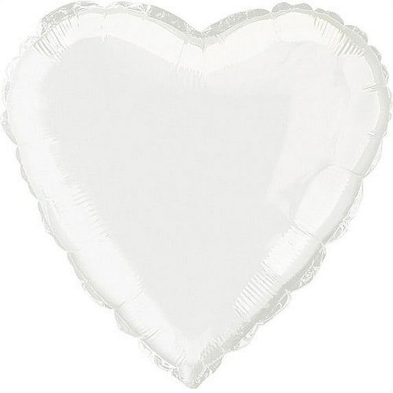 Foil Balloon, Heart, 18 in, White, 1ct