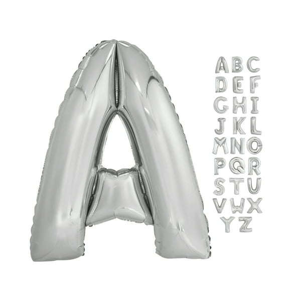 Foil Big Letter Balloon, A, 34 in, Silver, 1ct