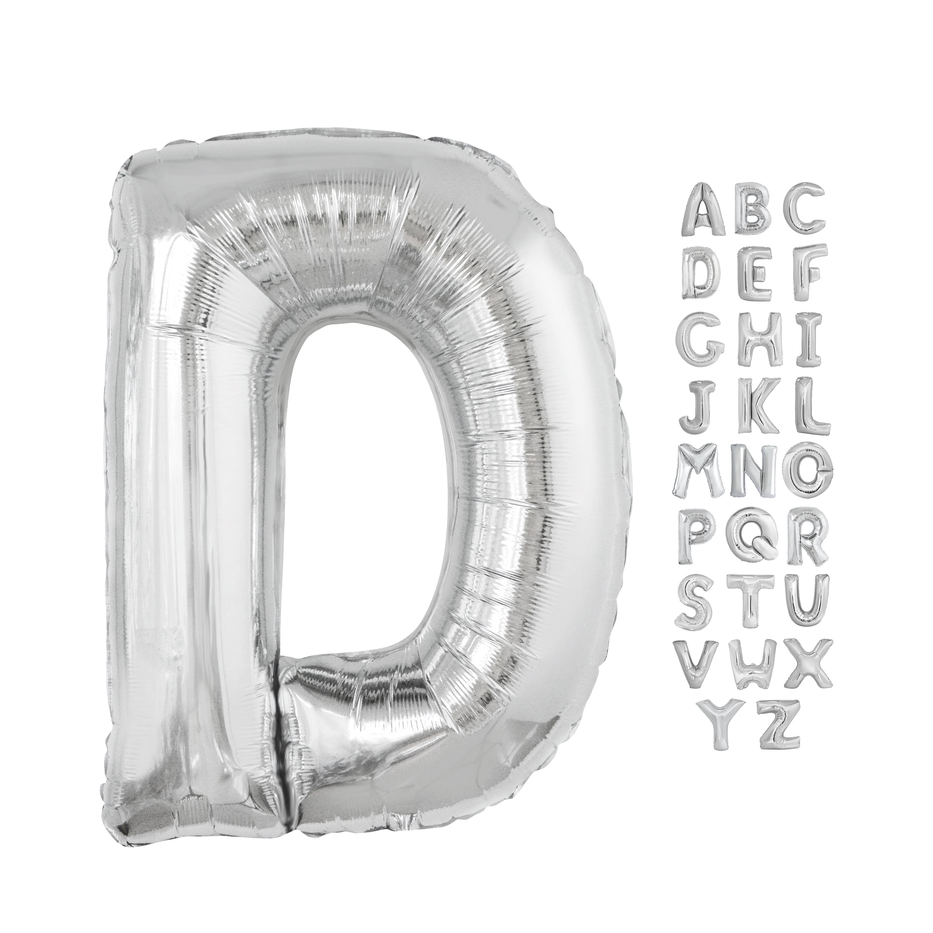 Foil Big Letter Balloon, D, 34 in, Silver, 1ct