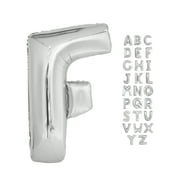 Foil Big Letter Balloon, F, 34 in, Silver, 1ct