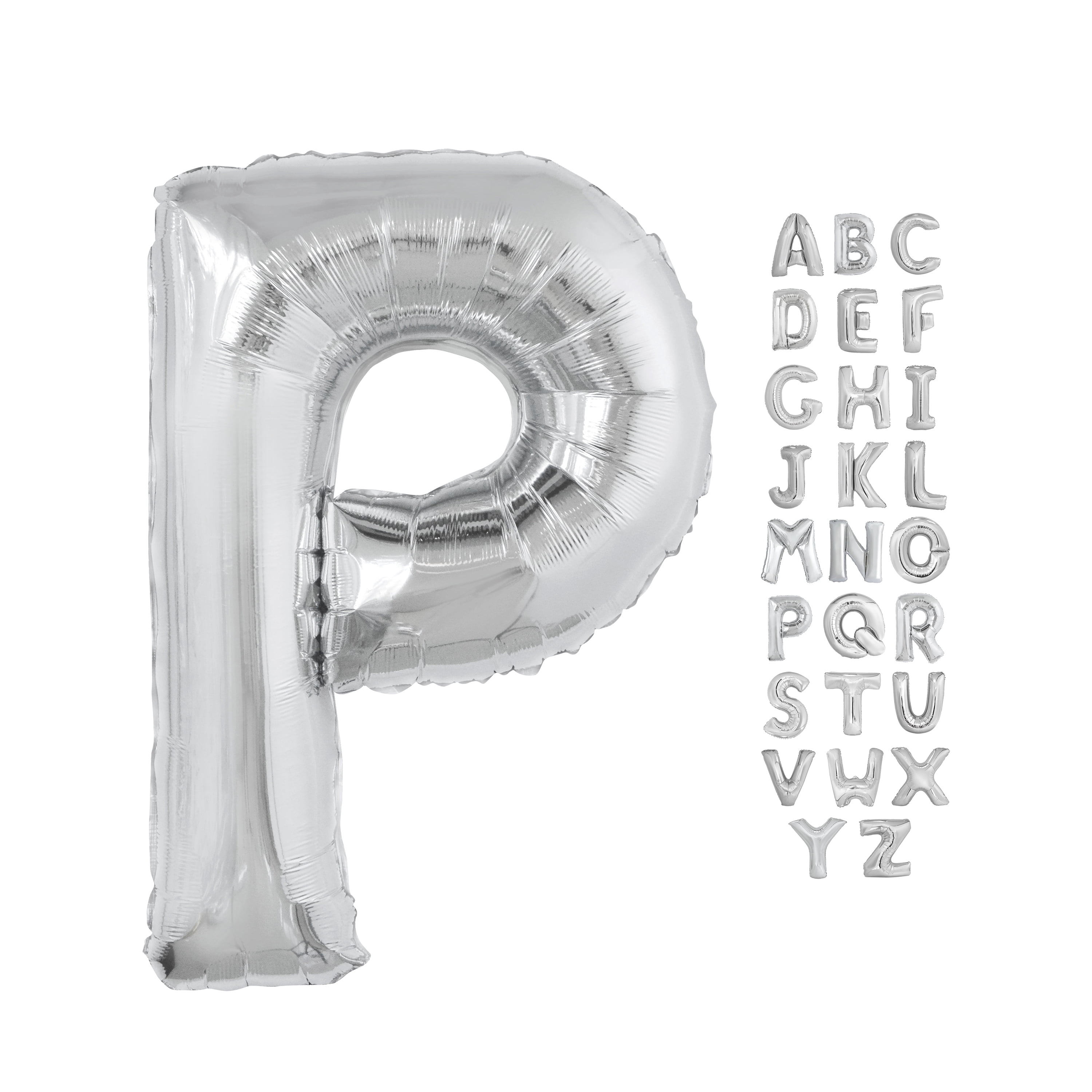 Foil Big Letter Balloon, P, 34 in, Silver, 1ct