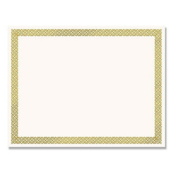 Foil Border Certificates, 8.5 X 11, Ivory/gold With Braided Gold Border, 12/pack | Bundle of 10 Packs