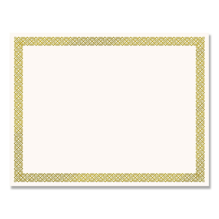 Foil Border Certificates, 8.5 x 11, Ivory/Gold with Braided Gold Border, 12/Pack Foil Border Certificates, 8.5 x 11, Ivory/Gold with Braided Gold Border, 12/Pack