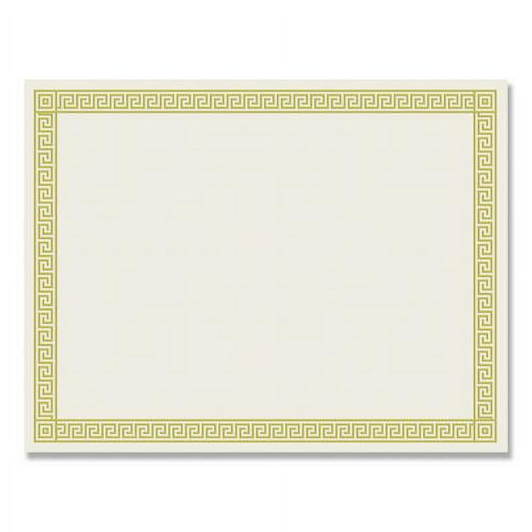 Foil Border Certificates, 8.5 x 11, Ivory/Gold with Channel Gold Border, 12/Pack Foil Border Certificates, 8.5 x 11, Ivory/Gold with Channel Gold Border, 12/Pack