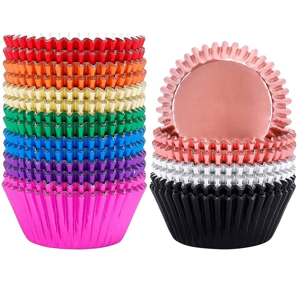 Foil Cupcake Liners 500pcs Rainbow Muffin Liners Thick ＆ Sturdy