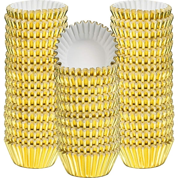 Foil Cupcake Liners,Gold Cupcake Liners, Metallic Muffin Paper Cases Baking Cups for Christmas Day, Holiday Wedding, Pack of 300