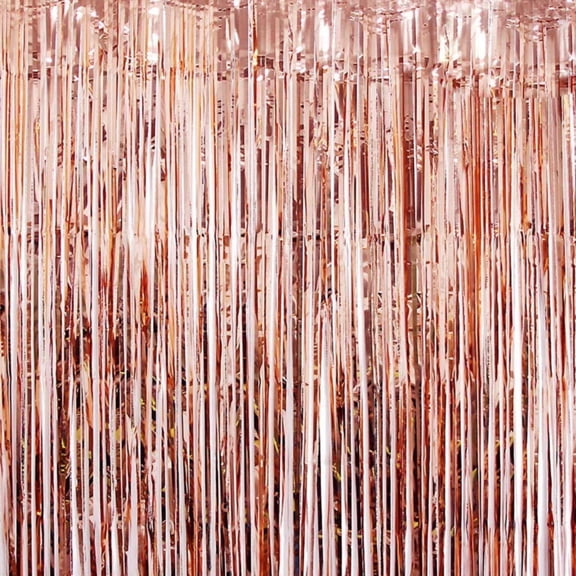 Foil Curtain, Metallic Streamers for Party Decor & Photo Booth, Rose Gold