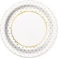 thumbnail image 1 of Foil Elegant Gold Polka Dot Paper Dinner Plates, 9in, 8ct, 1 of 1