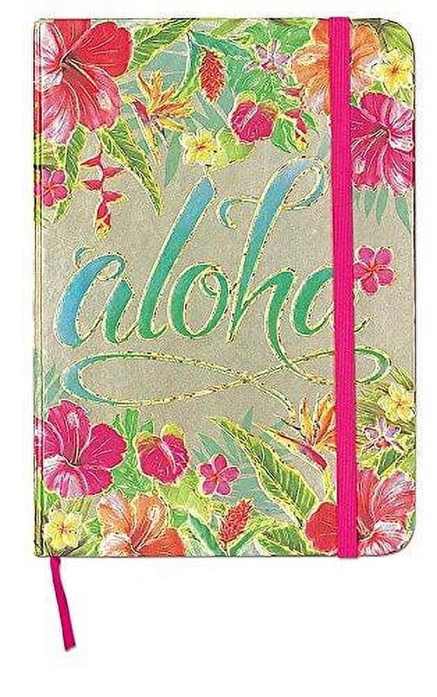 ISLAND HERITAGE Foil Embossed Large Aloha Floral Bound Notebook with Elastic Band