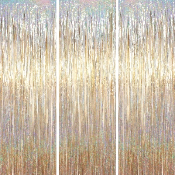 Foil Fringe Backdrop Curtains, Tinsel Streamers Party Decorations, Fringe Backdrop for Party