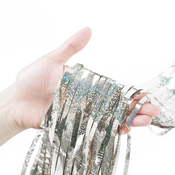 Foil Fringe Curtain Backdrop Metallic Tinsel Streamers Shimmer Photo Booth Background for Birthday Wedding Christmas Party Decorations Supplies,Theme Door Wall Hanging Decor,39*78In,1pc