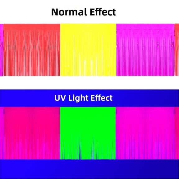 Foil Fringe Curtain Party Backdrop Kids Birthday Party Fluorescent UV Reactive