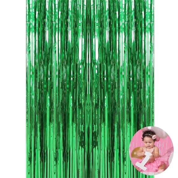 Foil Fringe Curtain Tinsel Streamers Party Decorations Backdrop for Birthday Graduation St. Patricks Day Bachelorette Baby Shower Green