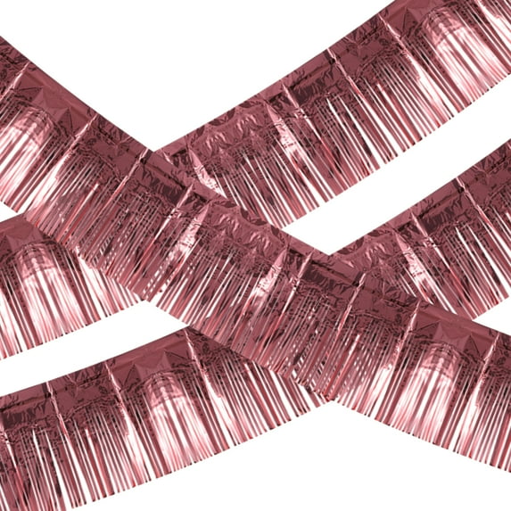 Foil Fringe Garland 10Ft Rose Gold Metallic Tinsel Streamers for Christmas New Year Party 3 Pcs