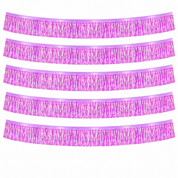 Foil Fringe Garland Lilac Metallic Wall Hanging Drapes Tassel Skirting Tinsel Streamers for Parade Float Trailer Mardi Gras Party Birthday Wedding (Iridescent Purple)