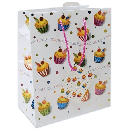 Foil Gift Bag 10.5"X5.375"X13"-Birthday Cupcake