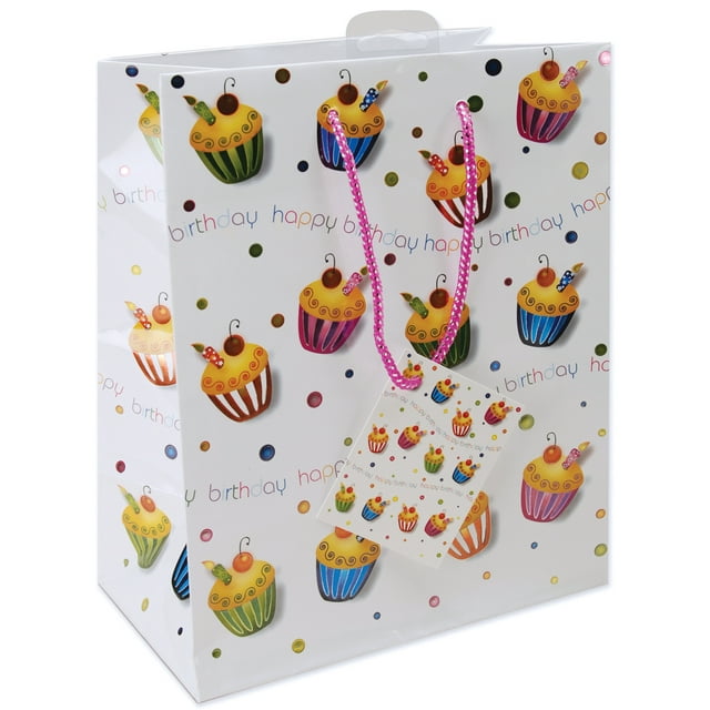 Foil Gift Bag 10.5"X5.375"X13"-Birthday Cupcake