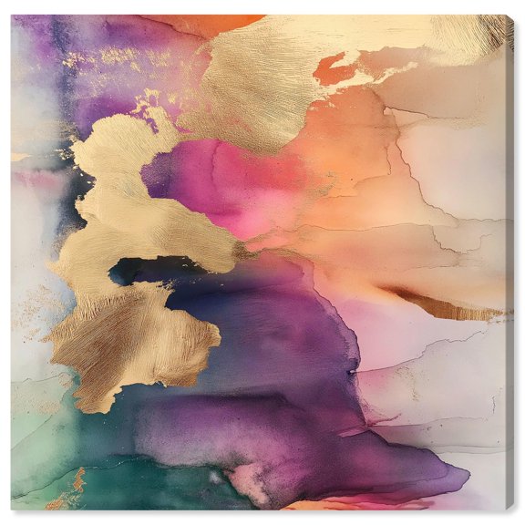 Foil Gold Dreamscape Canvas Spring Abstracts by Art Remedy, Gallery Wrapped, 40" x 40"