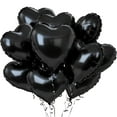 thumbnail image 1 of Foil Heart Balloons -10 Black Heart Shaped Balloons,Metallic Foil for Valentines Day,Wedding,Birthday,Party, 1 of 6