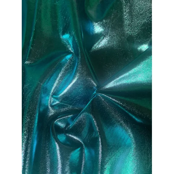 Burlap Fabrics Foil Lame Turquoise - 60 Inch Wide 4 Way Stretch Metallic Spandex Sold by the Yard