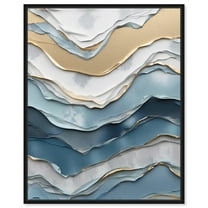 Foil Layer Of A Wave Canvas Modern Blue Abstract Wall Art by Art Remedy, Black Frame, 16" x 20"