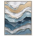 thumbnail image 1 of Foil Layer Of A Wave Canvas Modern Blue Abstract Wall Art by Art Remedy, Silver Frame, 20" x 24", 1 of 7