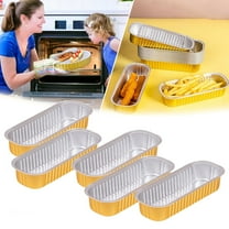 Foil Loaf Pans, Disposable Aluminum Baking Pans for Individual Bread, Cake, Meatloaf, Small Loaf Pans with Liners, Small Bread Tins, 200 ML, 5 Pcs, 6.53x2.51x1.22"