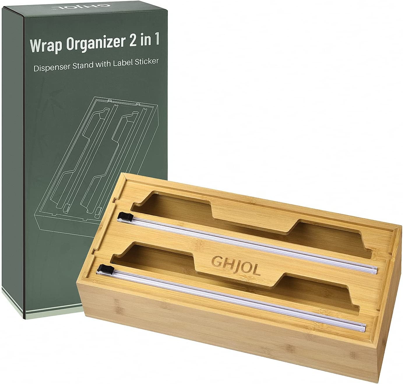 Engraved 3 in 1 Wax, Foil and Plastic Wrap Organizer, Plastic Wrap