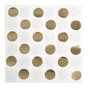 Foil Polka Dot Paper Beverage Napkins, Gold, 16ct