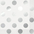 thumbnail image 1 of Foil Polka Dot Paper Beverage Napkins, Silver, 16ct, 1 of 4