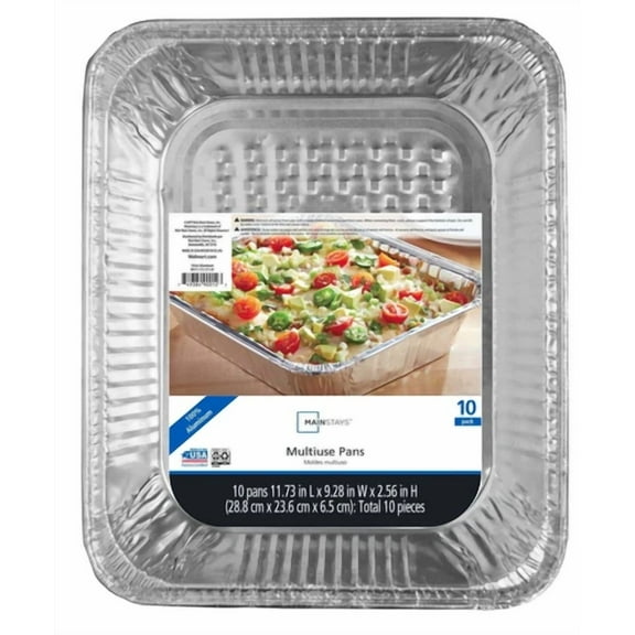 Foil Rectangular Multi-Use Half Steam Pan Set, 10 Count 11.73" X 9.28" X 2.56"