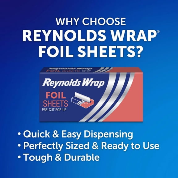 Foil Sheets - 50ct/49.83sq ft: Aluminum, Multipurpose Household Use