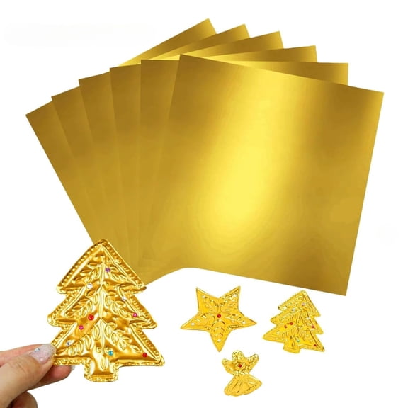 Foil Sheets for Crafts Embossing Metallic Gold for Engraving, Painting 6  6 Inch 20 Pcs