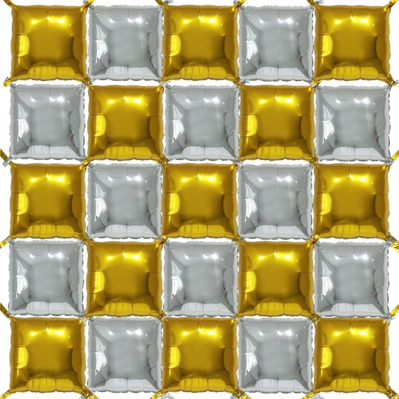 Foil Square Balloons Metallic Gold Silver Double Sided DIY Balloon Wall Backdrop Tunnel for Birthday Wedding Bridal Shower New Year Holiday Party Decoration Supplies VT04
