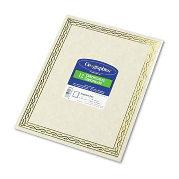 Foil Stamped Award Certificates, 8.5 X 11, Gold Serpentine With White Border, 12/pack | Bundle of 2 Packs